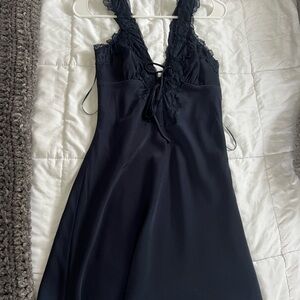 Navy Blue Lace Mini Dress